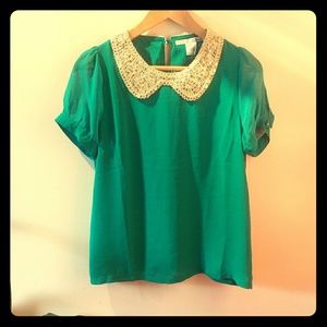 Ellison blouse with sequined embellished collar